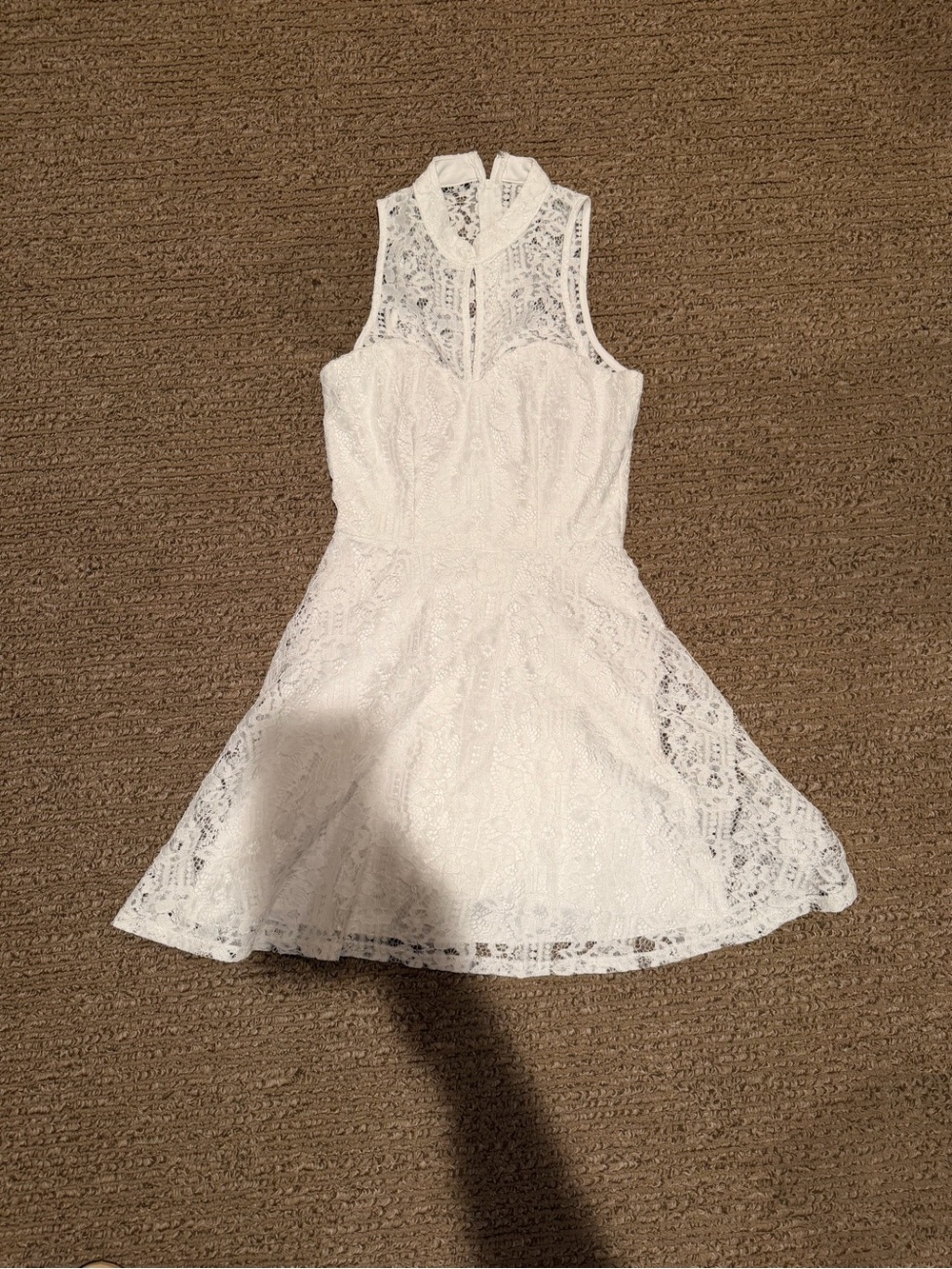 Speechless White Lace Halter Fit & Flare Mini Dress